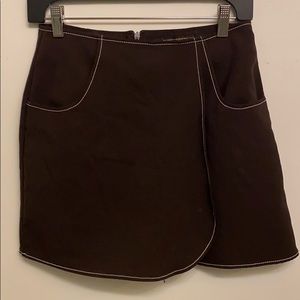 express brown skort with white stitching